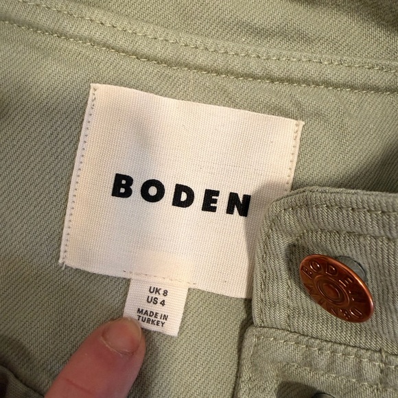 Boden Light Olive Cropped Utility Jacket with Puff Shoulders - Picture 3 of 3